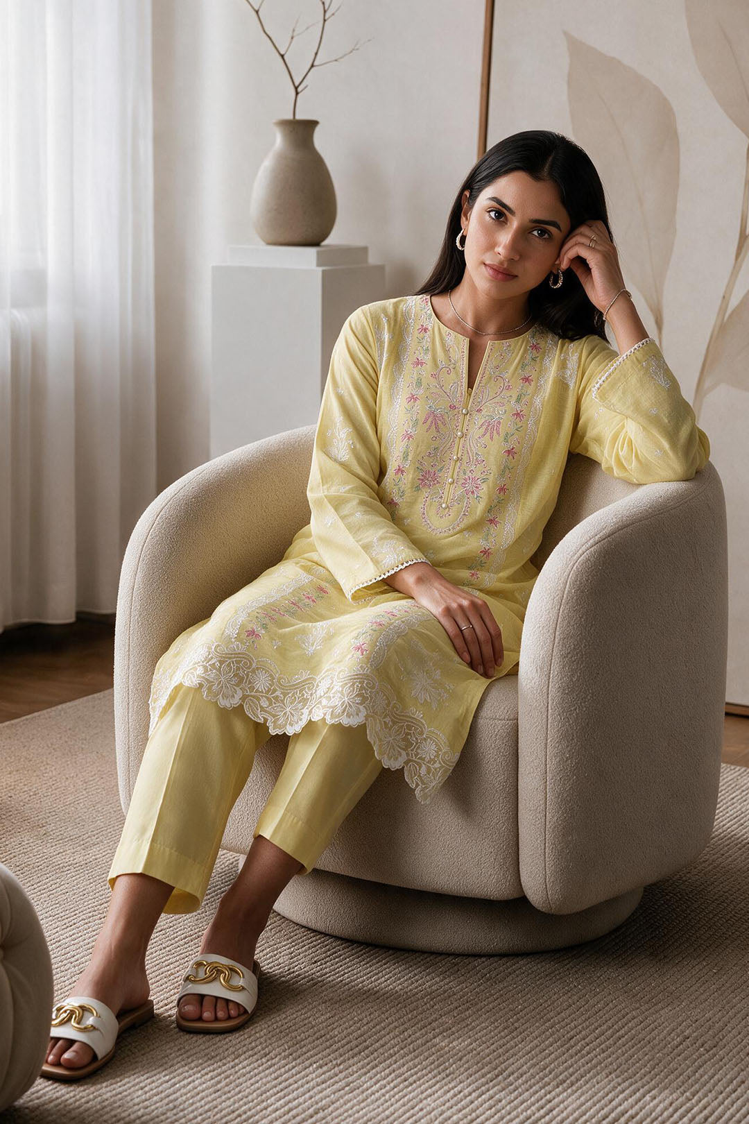 Embroidered Kurta Trouser - 3239