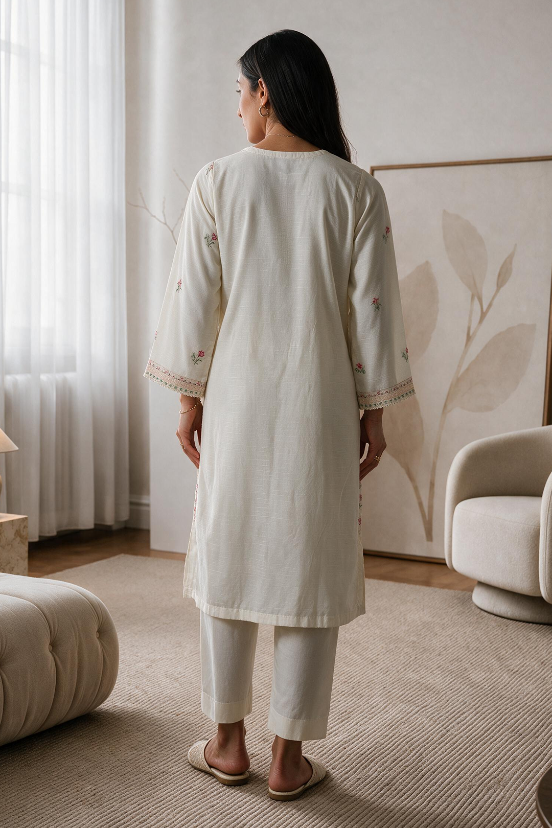 Embroidered Kurta Trouser - 3319