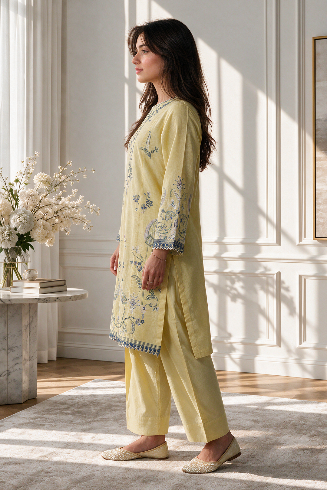 Embroidered Kurta Trouser - 3328