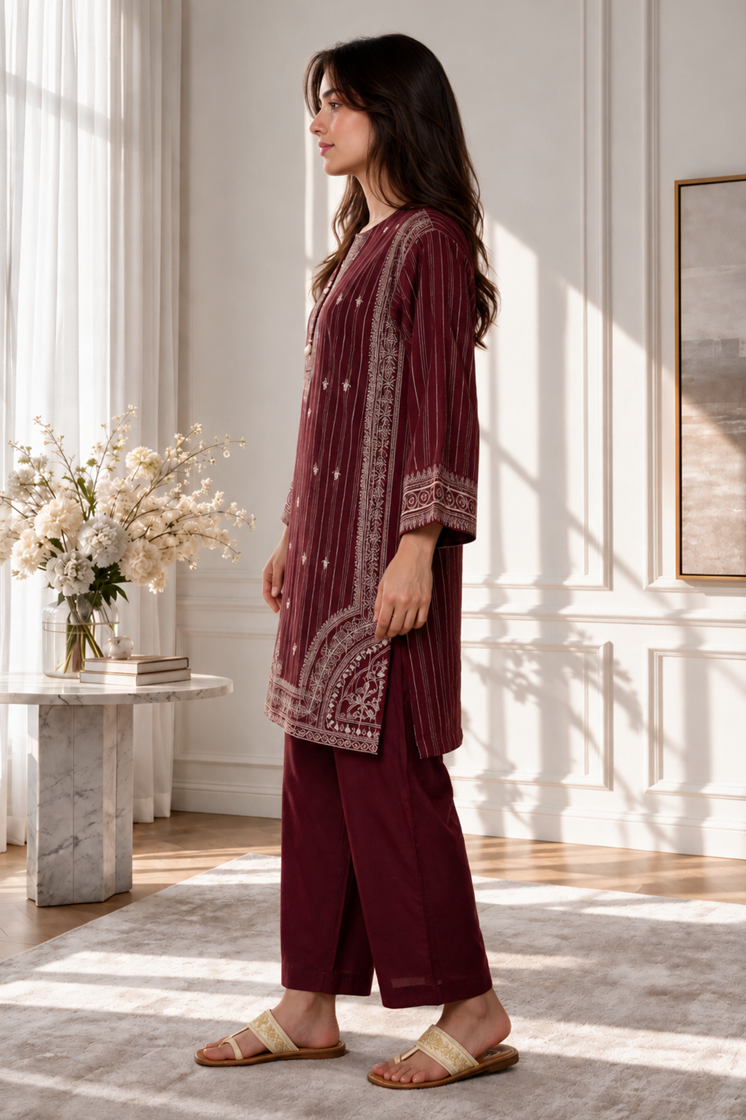 Embroidered Kurta Trouser - 3330