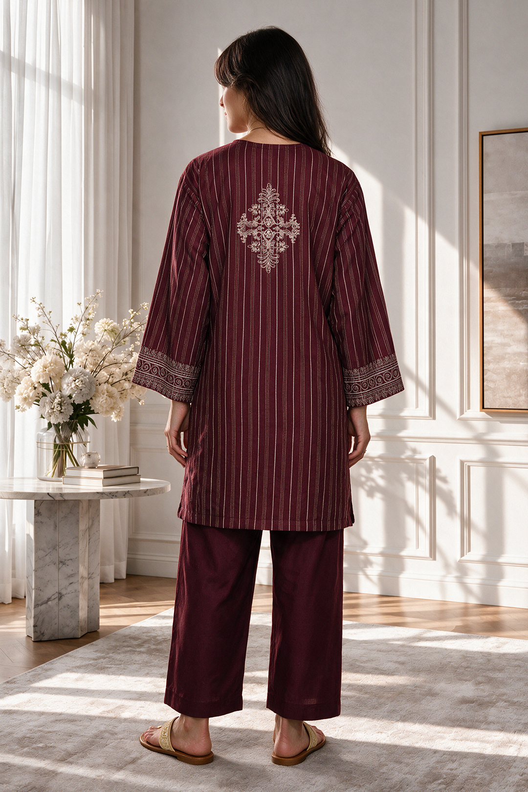 Embroidered Kurta Trouser - 3330