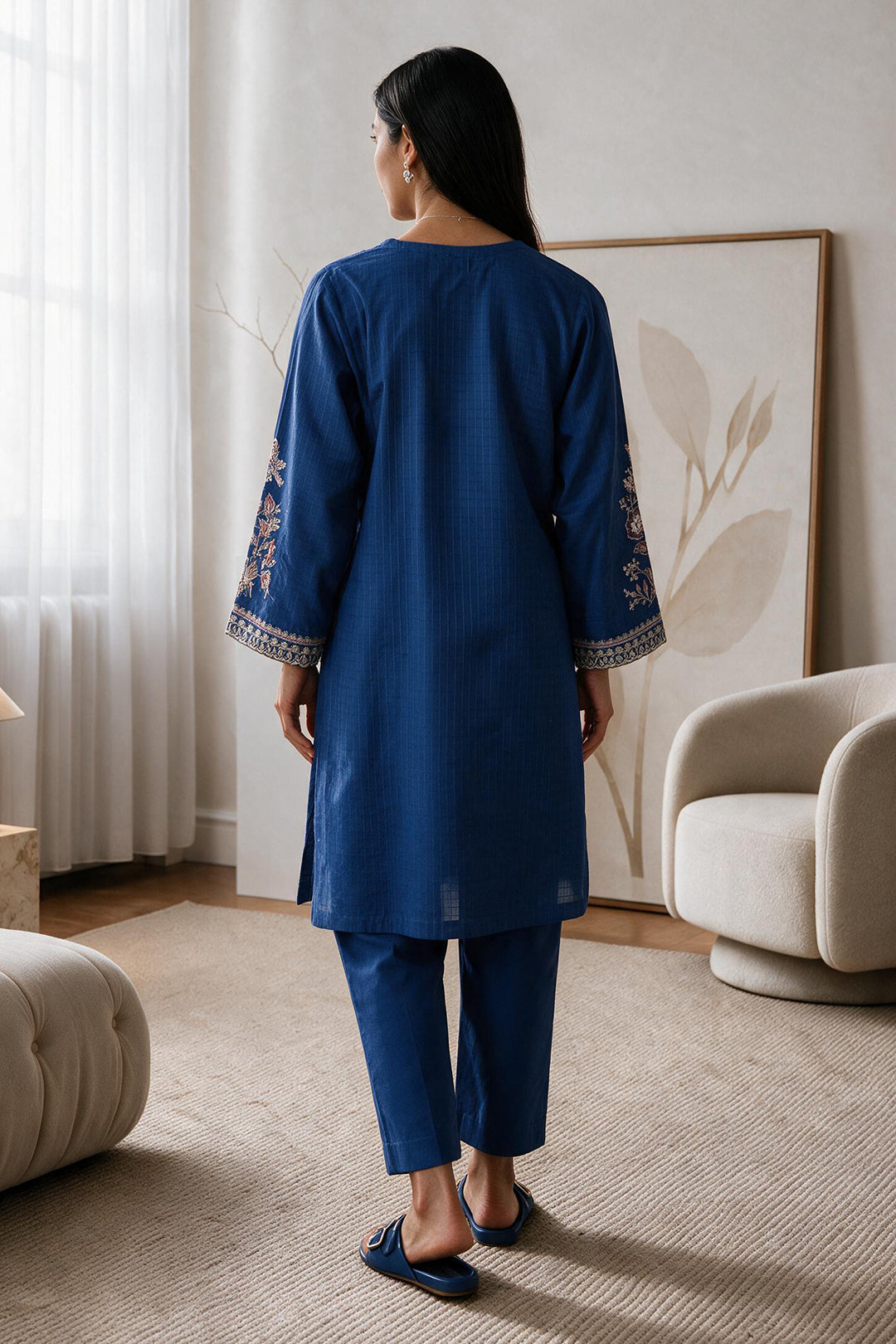 Embroidered Kurta Trouser - 3347