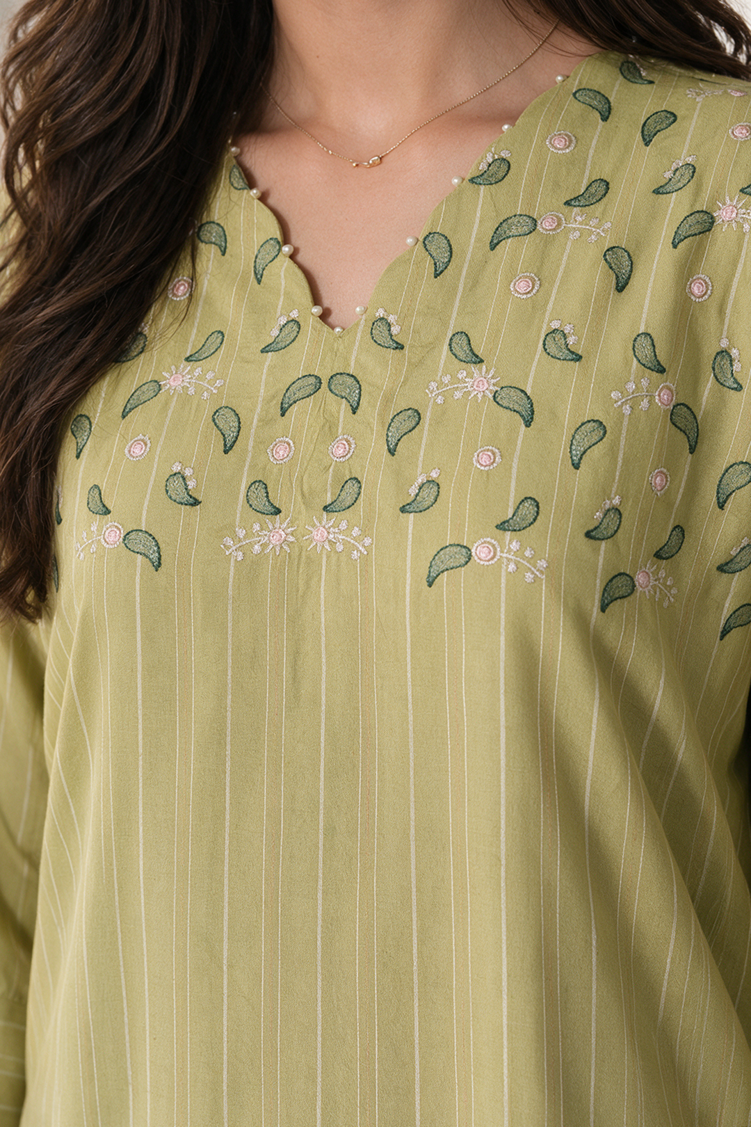 Embroidered Kurta Trouser - 3355