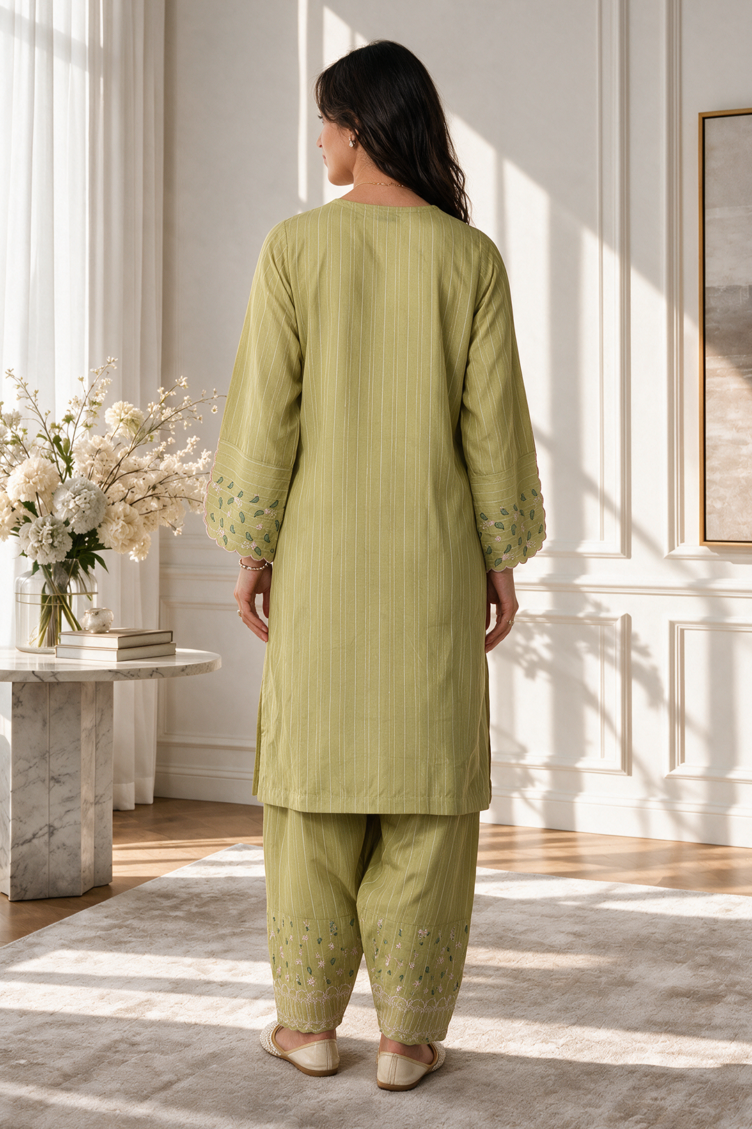Embroidered Kurta Trouser - 3355