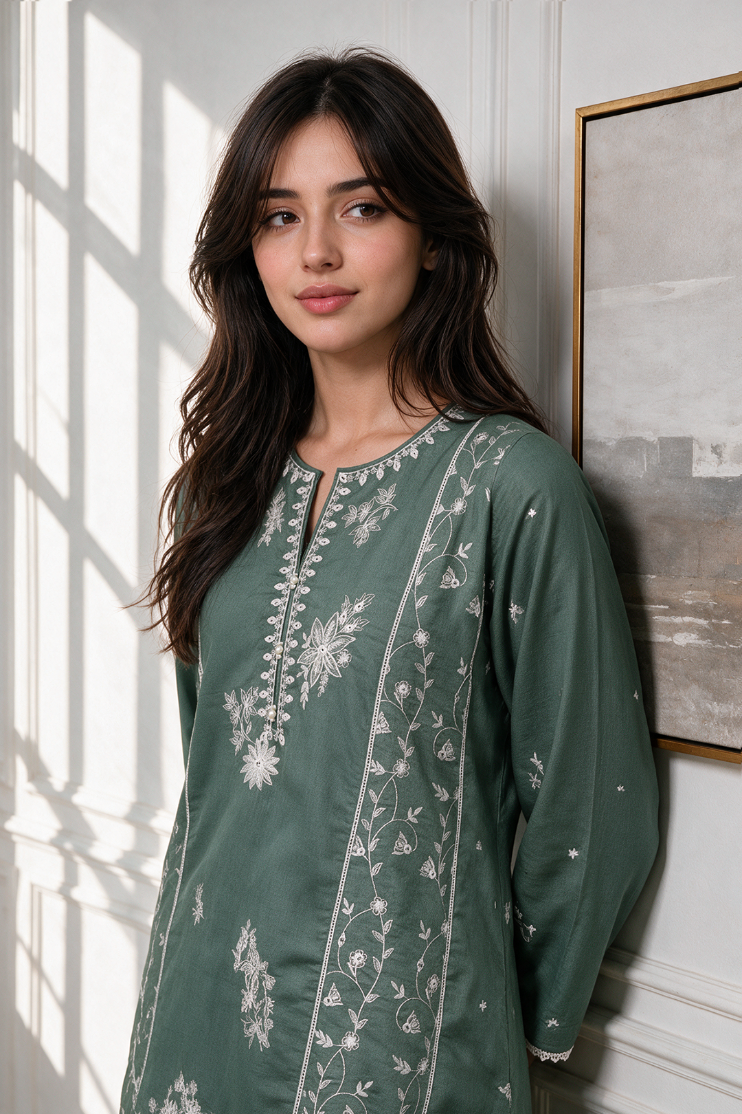 Embroidered Kurta Trouser - 3357