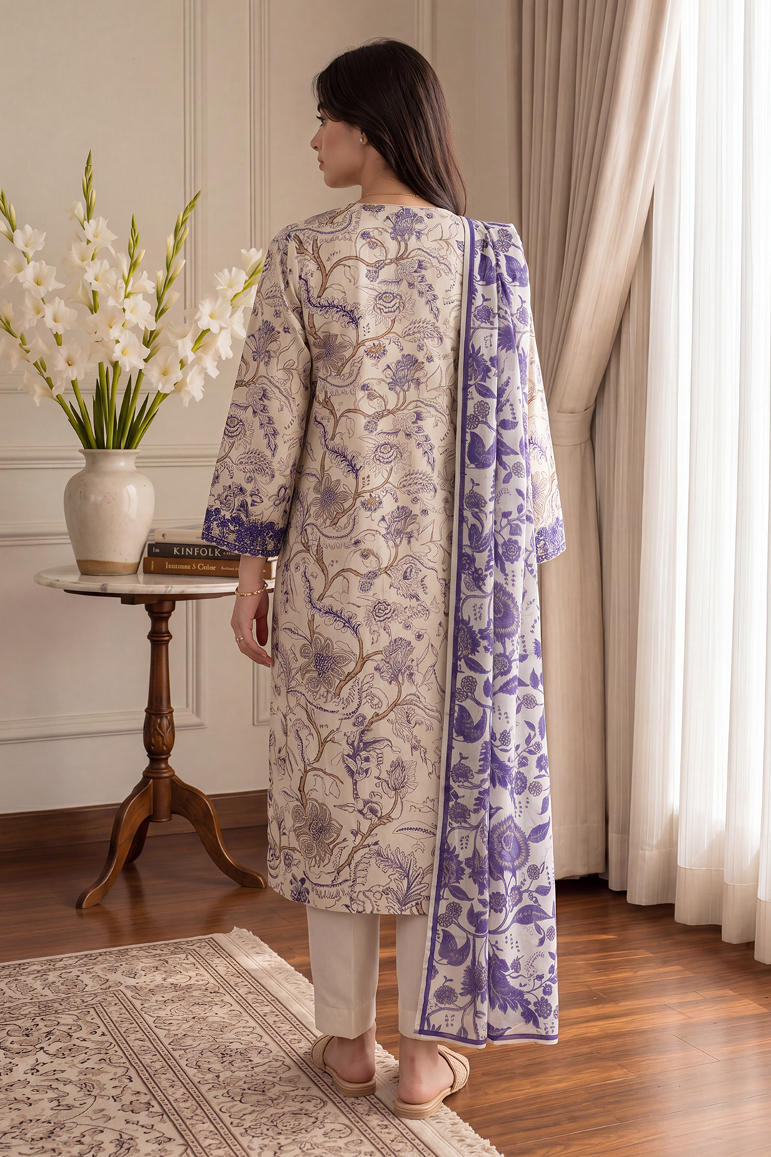 Embroidered Kurta Dupatta Trouser - 2186
