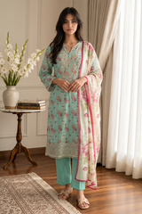 Embroidered Kurta Dupatta Trouser - 2189