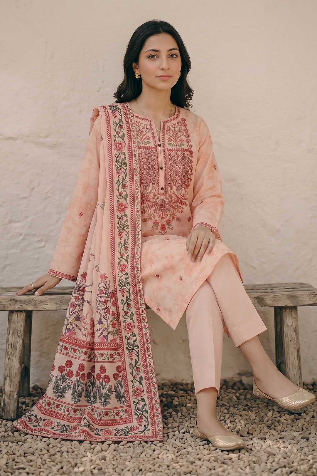 Embroidered Kurta Dupatta Trouser - 2200