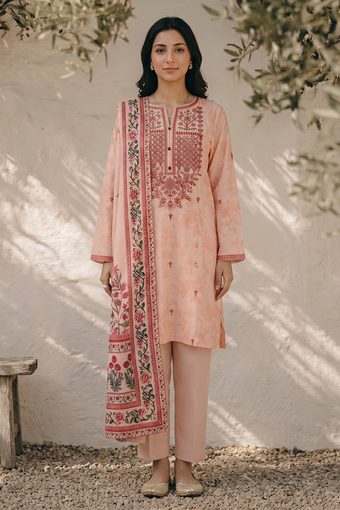 Embroidered Kurta Dupatta Trouser - 2200