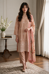 Embroidered Kurta Dupatta Trouser - 2203