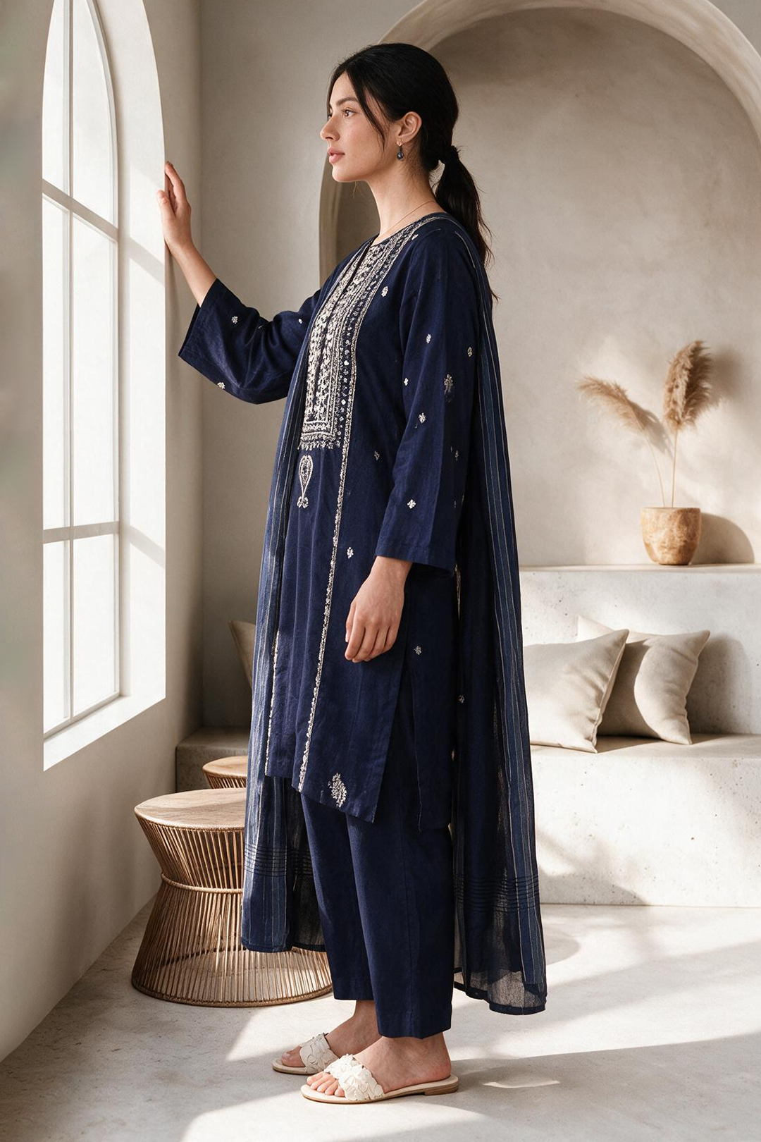 Embroidered Kurta Dupatta Trouser - 2211