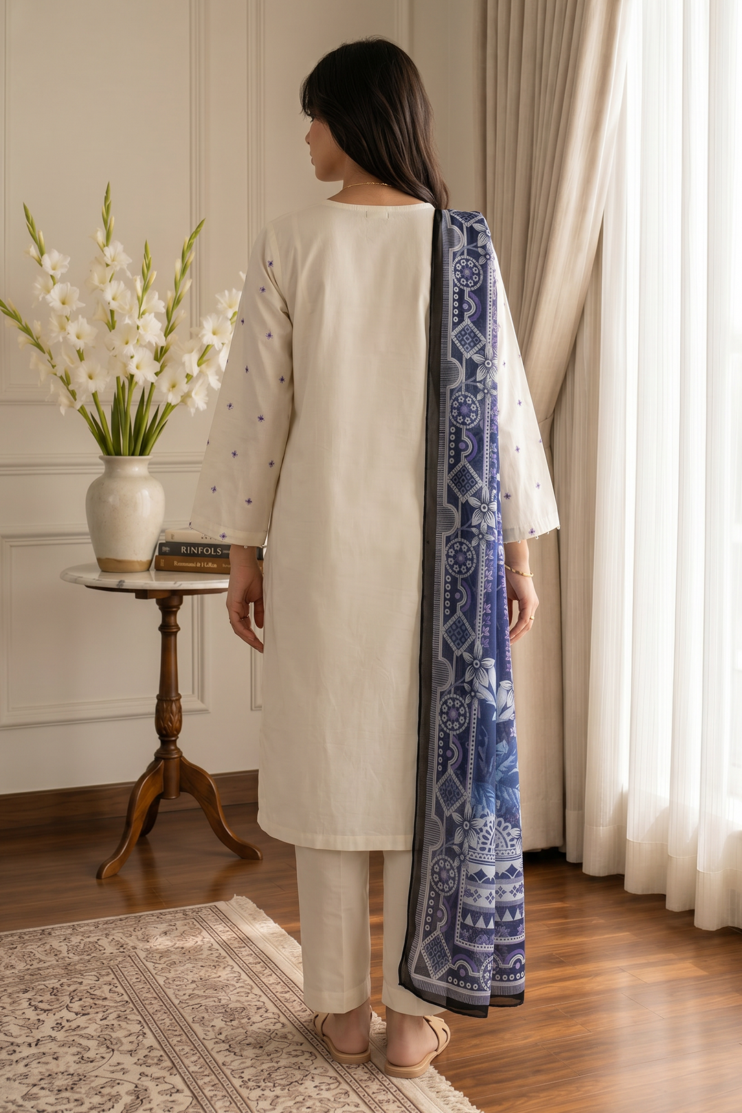 Embroidered Kurta Dupatta Trouser - 2207