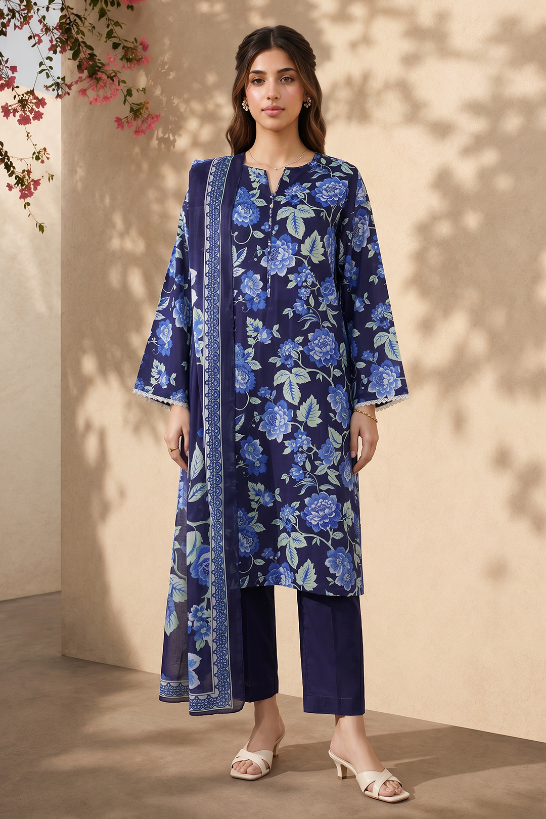 Embroidered Kurta Dupatta Trouser - 2455