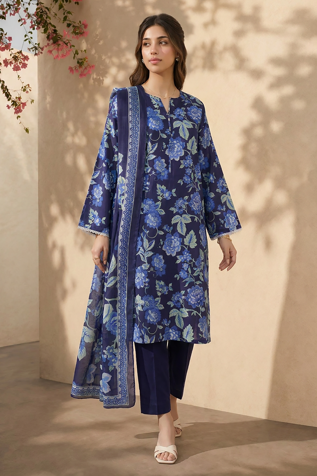 Embroidered Kurta Dupatta Trouser - 2455