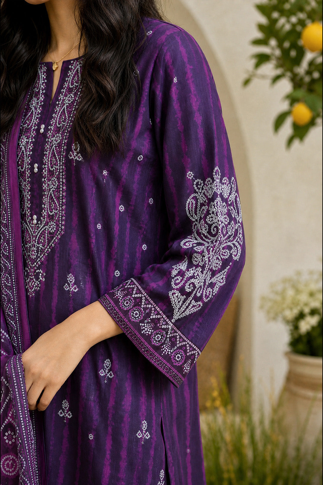 Embroidered Kurta Dupatta Trouser - 2509