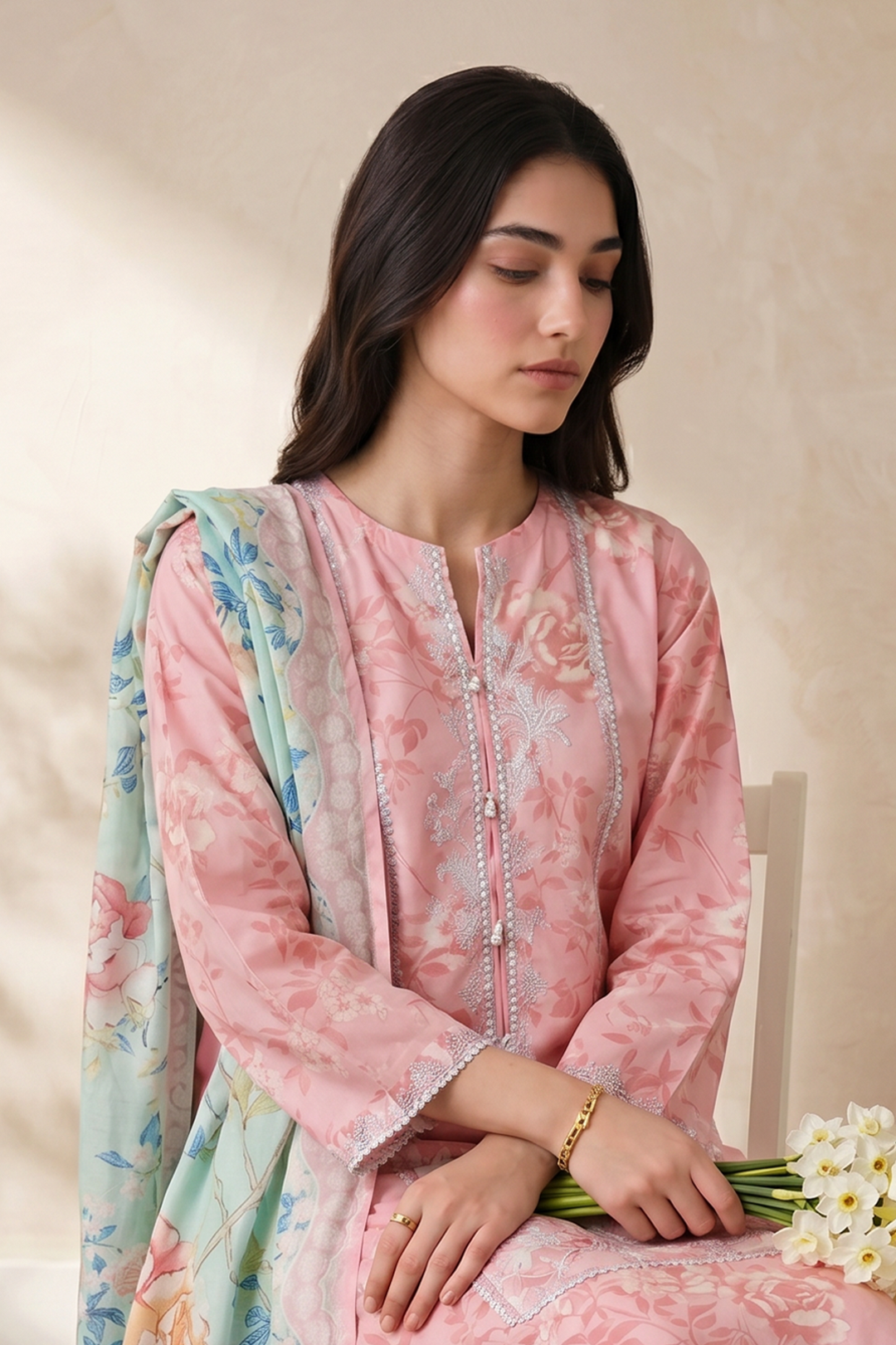 Embroidered Kurta Dupatta Trouser - 2512