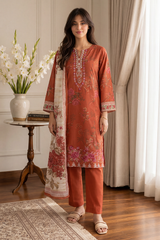 Embroidered Kurta Dupatta Trouser - 2515