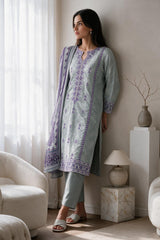 Embroidered Kurta Dupatta Trouser - 2530