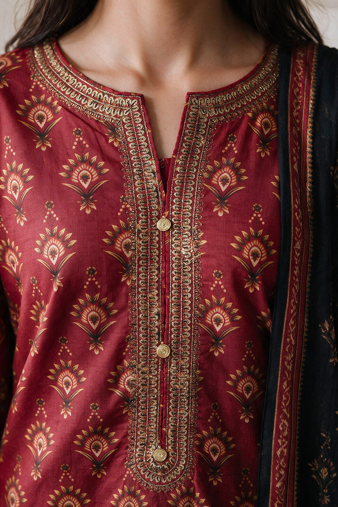 Embroidered Kurta Dupatta Trouser - 2536