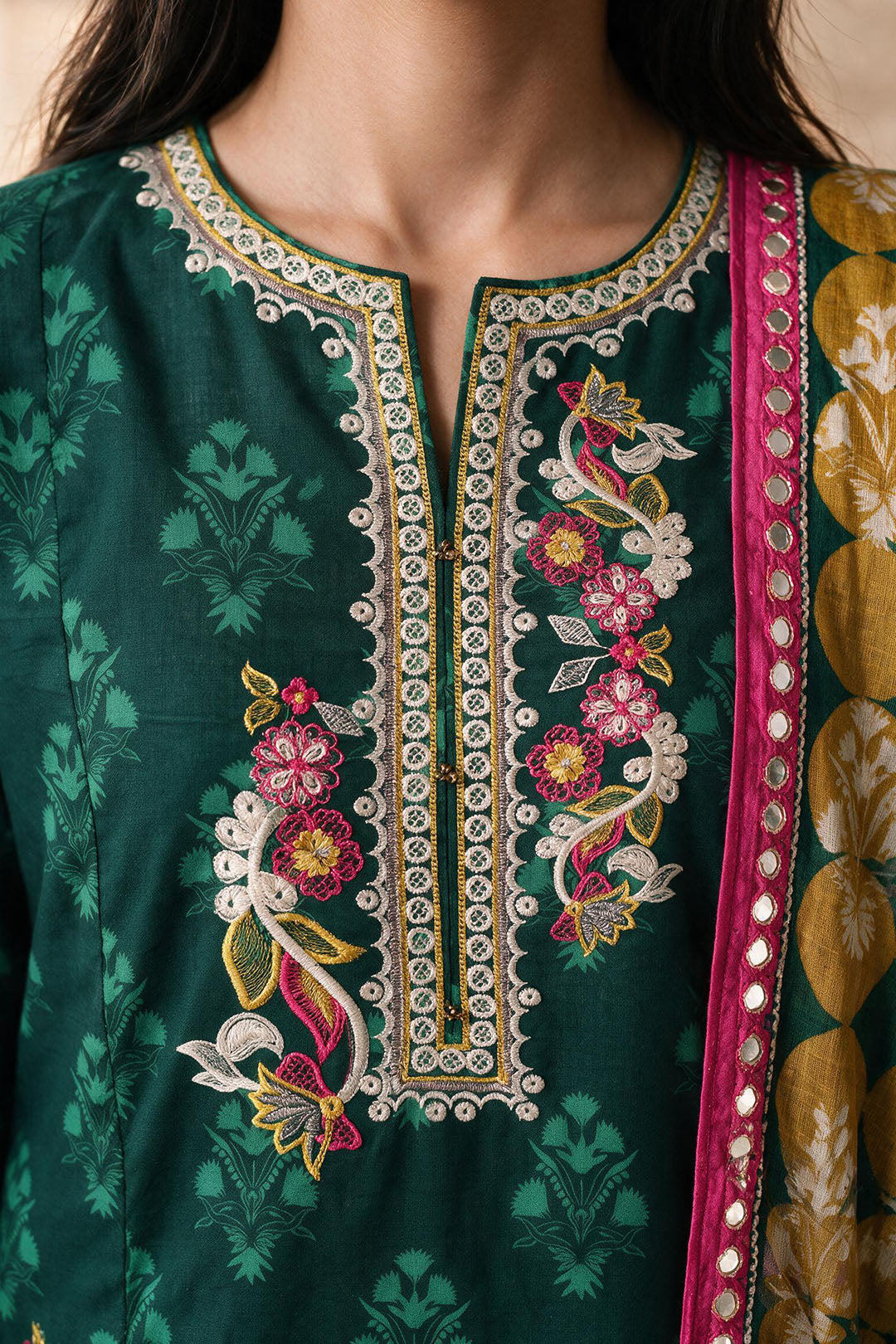 Embroidered Kurta Dupatta Trouser - 2538