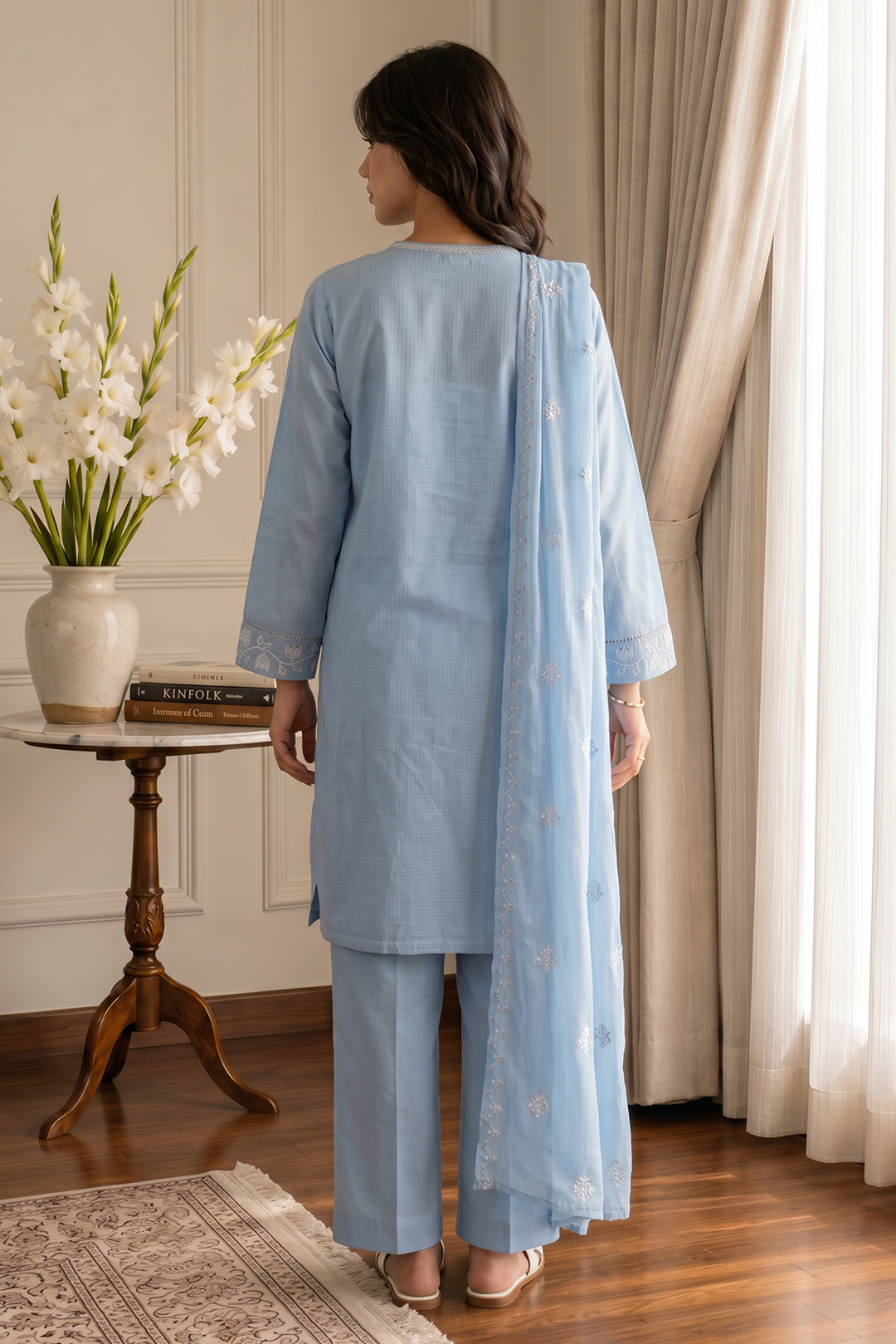 Embroidered Kurta Dupatta Trouser - 2585