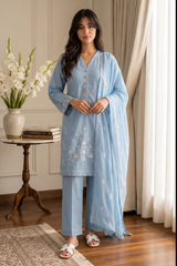 Embroidered Kurta Dupatta Trouser - 2585