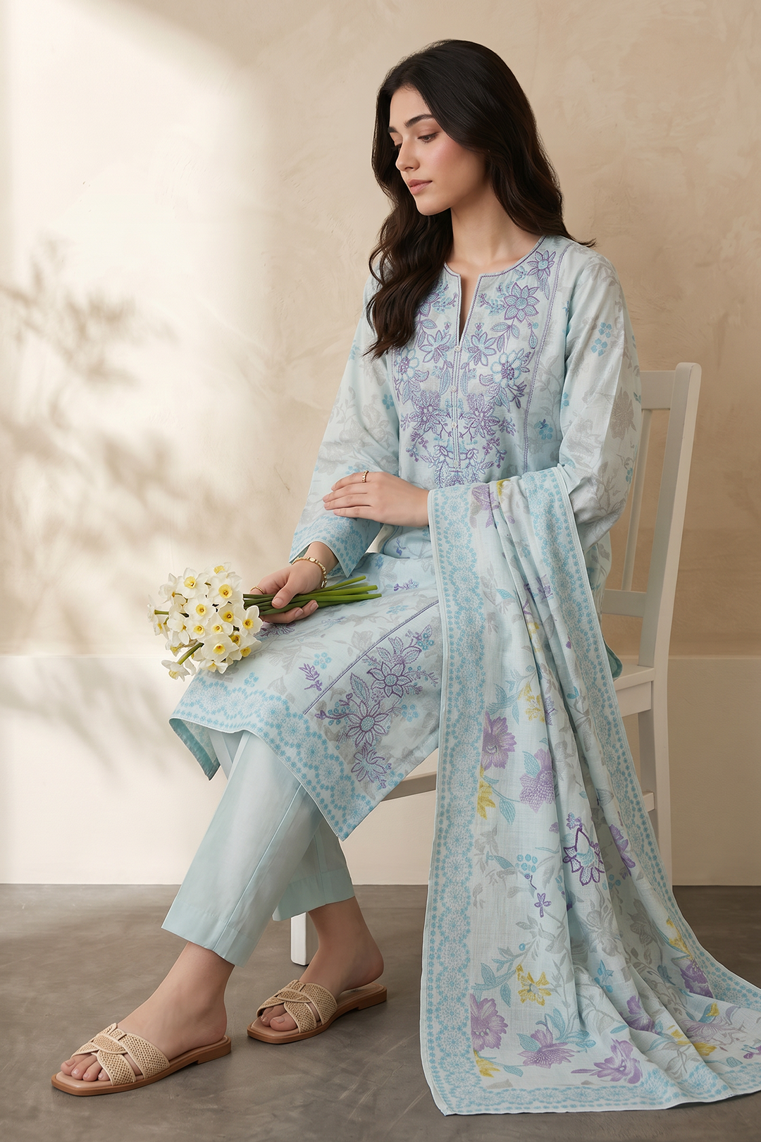 Embroidered Kurta Dupatta Trouser - 2726