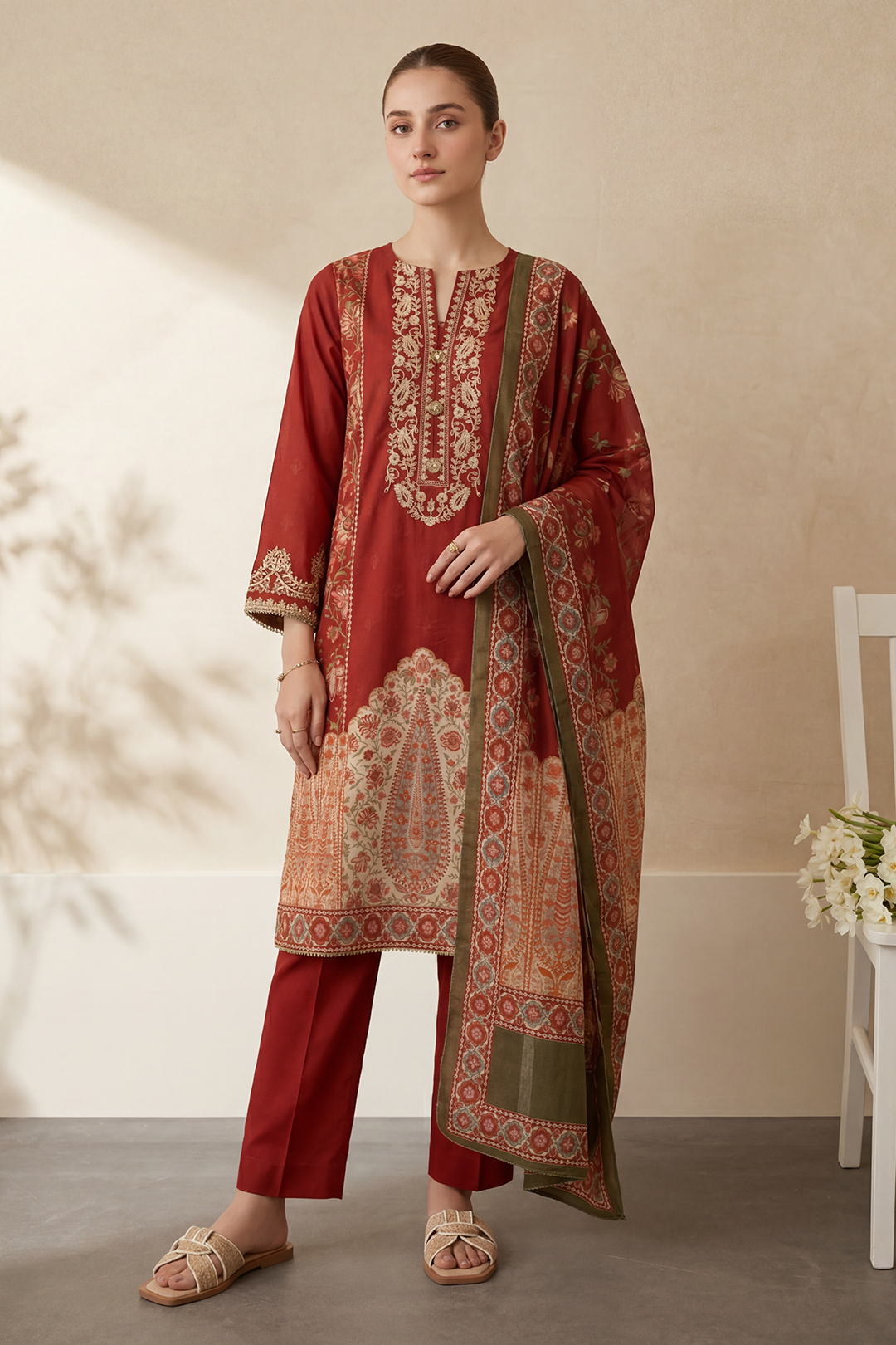 Embroidered Kurta Dupatta Trouser - 2997