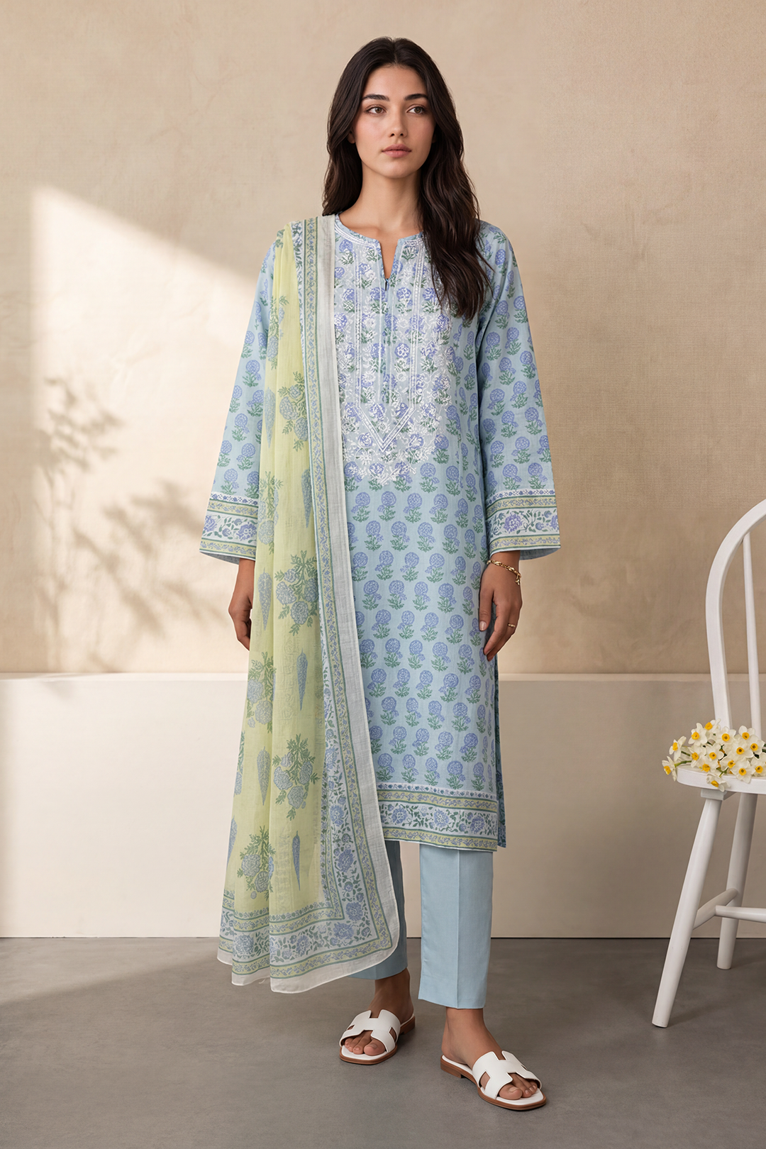 Embroidered Kurta Dupatta Trouser - 3004