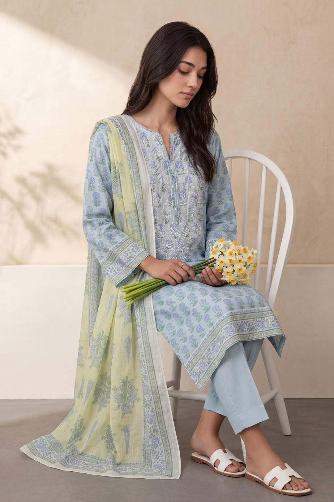 Embroidered Kurta Dupatta Trouser - 3004