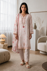 Embroidered Kurta Dupatta Trouser - 3008