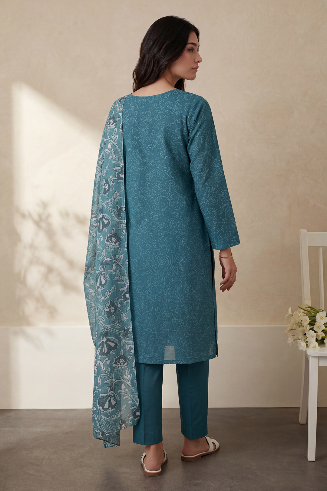 Embroidered Kurta Dupatta Trouser - 3202