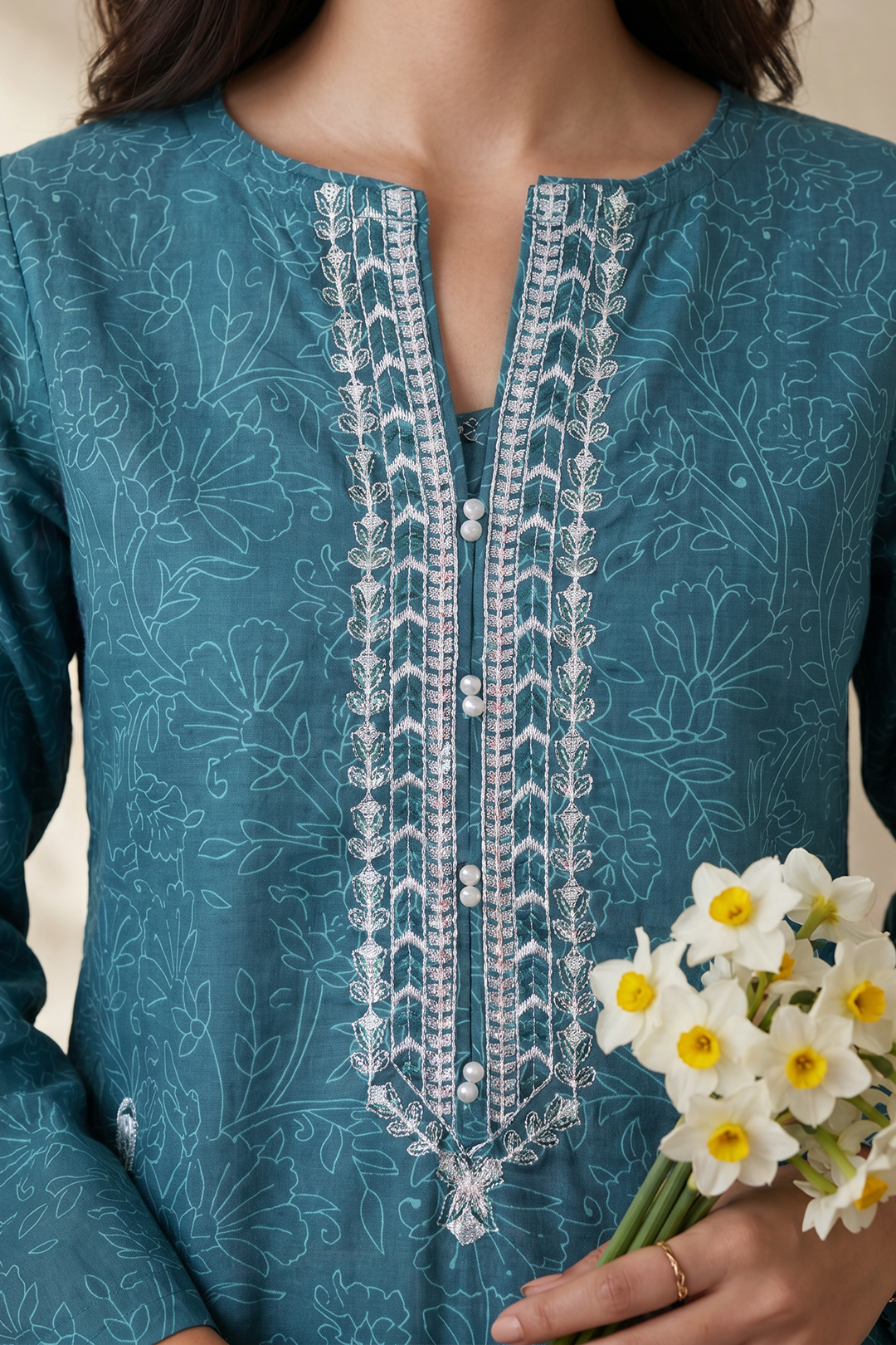 Embroidered Kurta Dupatta Trouser - 3202