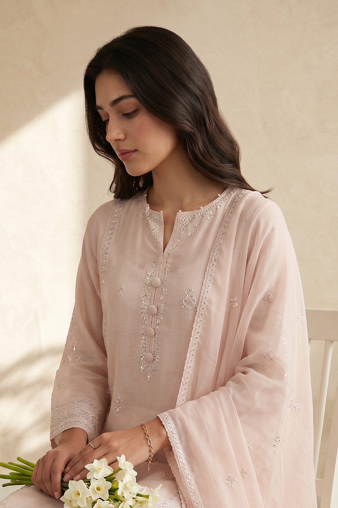 Embroidered Kurta Dupatta Trouser - 3223