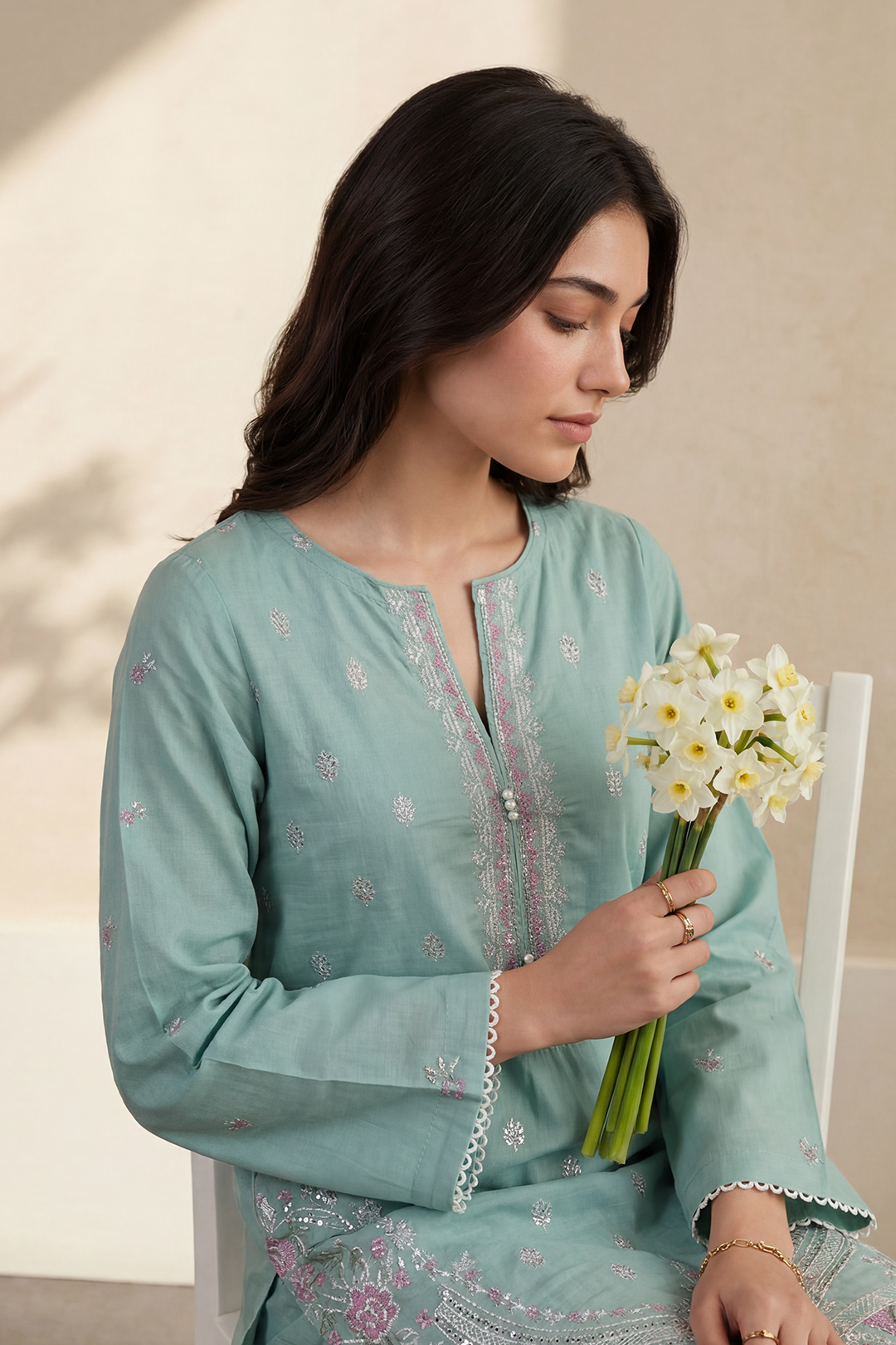 Embroidered Kurta Dupatta Trouser - 3252