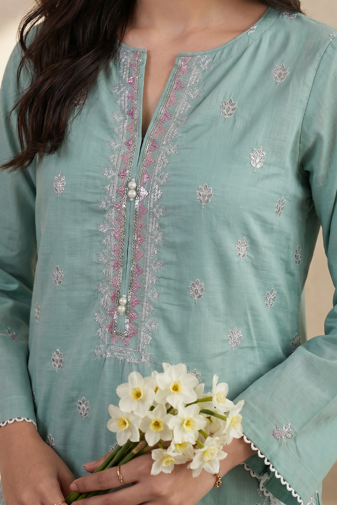 Embroidered Kurta Dupatta Trouser - 3252