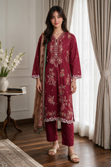 Embroidered Kurta Dupatta Trouser - 3278