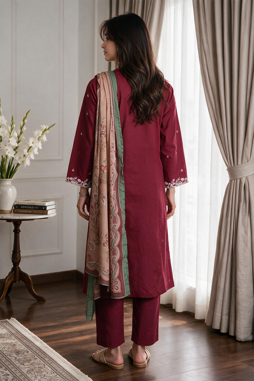 Embroidered Kurta Dupatta Trouser - 3278