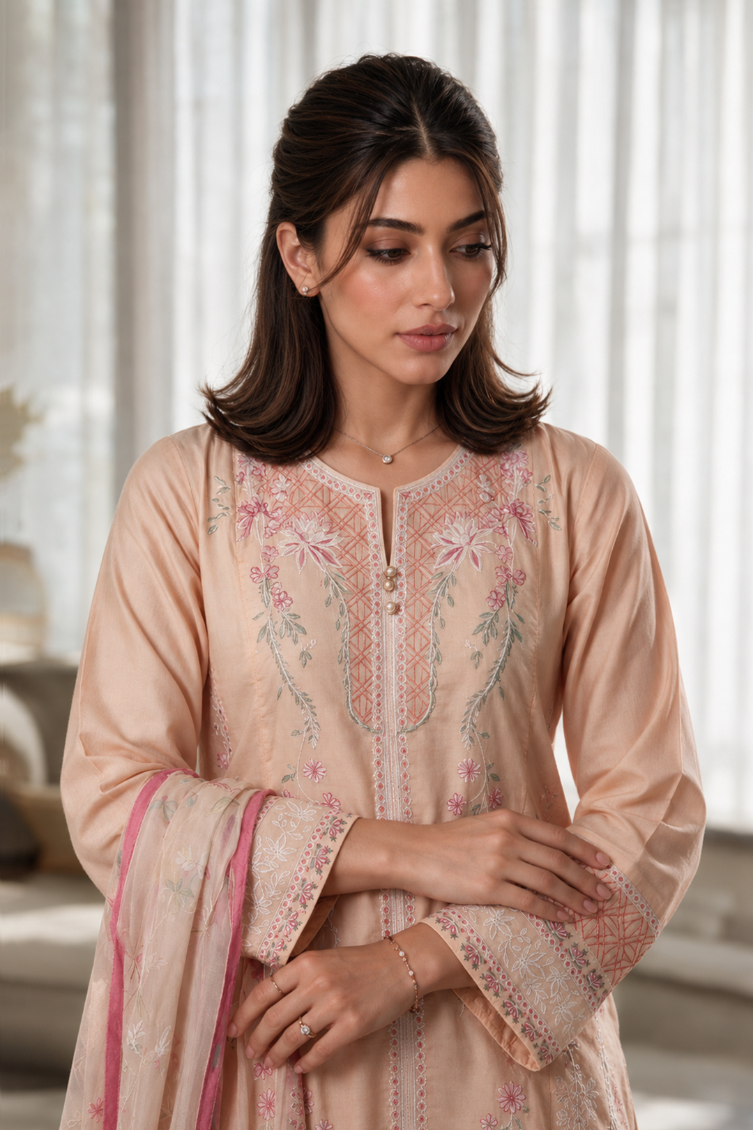 Embroidered Kurta Dupatta Trouser - 3282