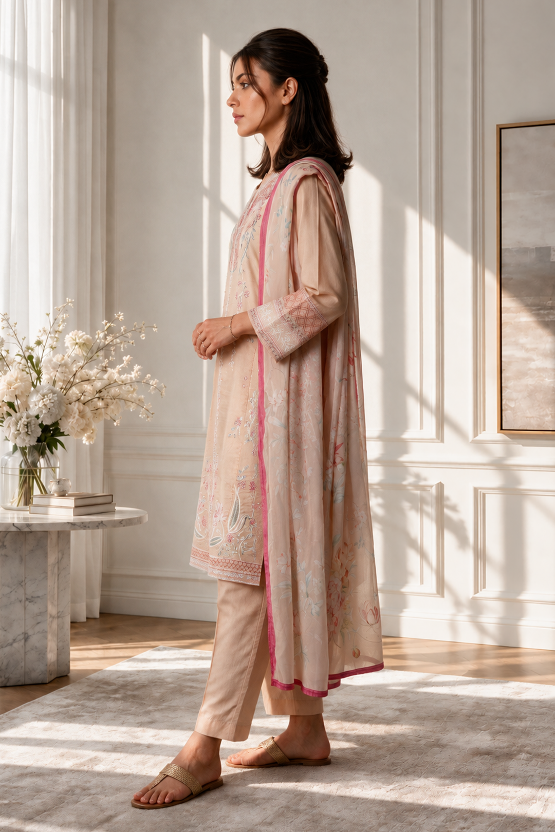 Embroidered Kurta Dupatta Trouser - 3282
