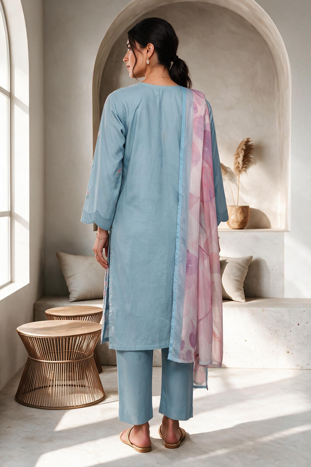 Embroidered Kurta Dupatta Trouser - 3286