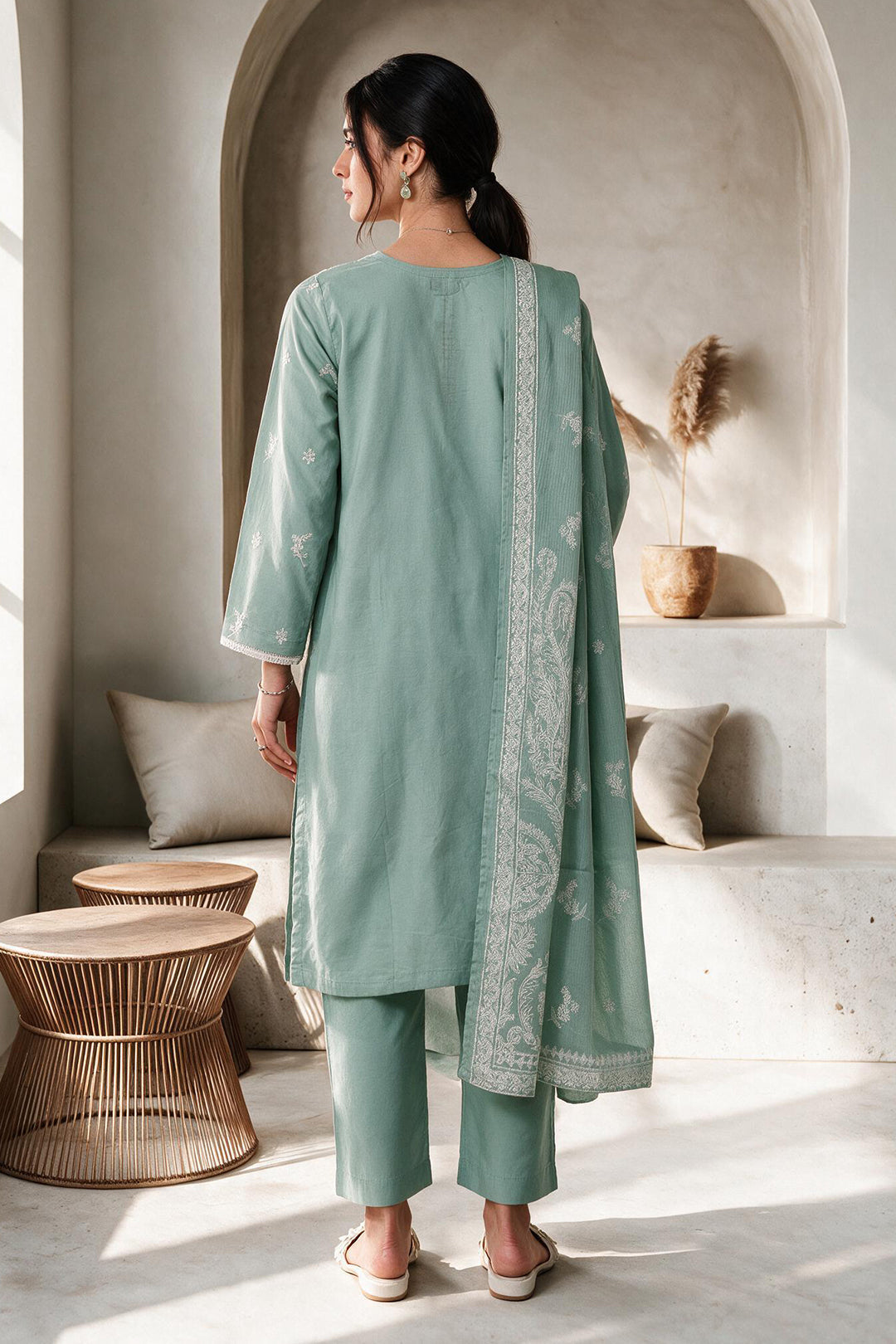Embroidered Kurta Dupatta Trouser - 3307