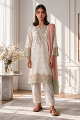Embroidered Kurta Dupatta Trouser - 3314
