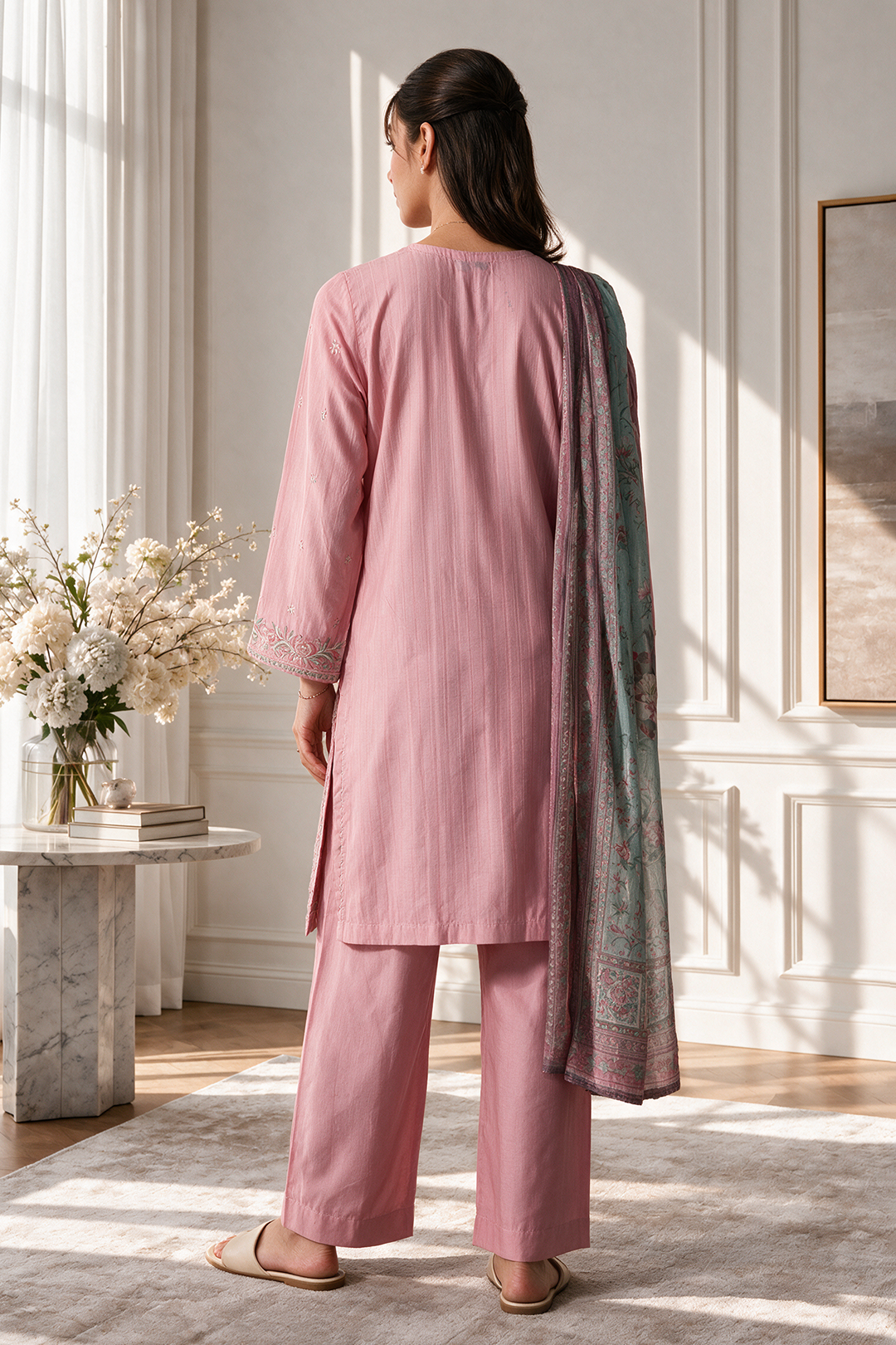 Embroidered Kurta Dupatta Trouser - 3341