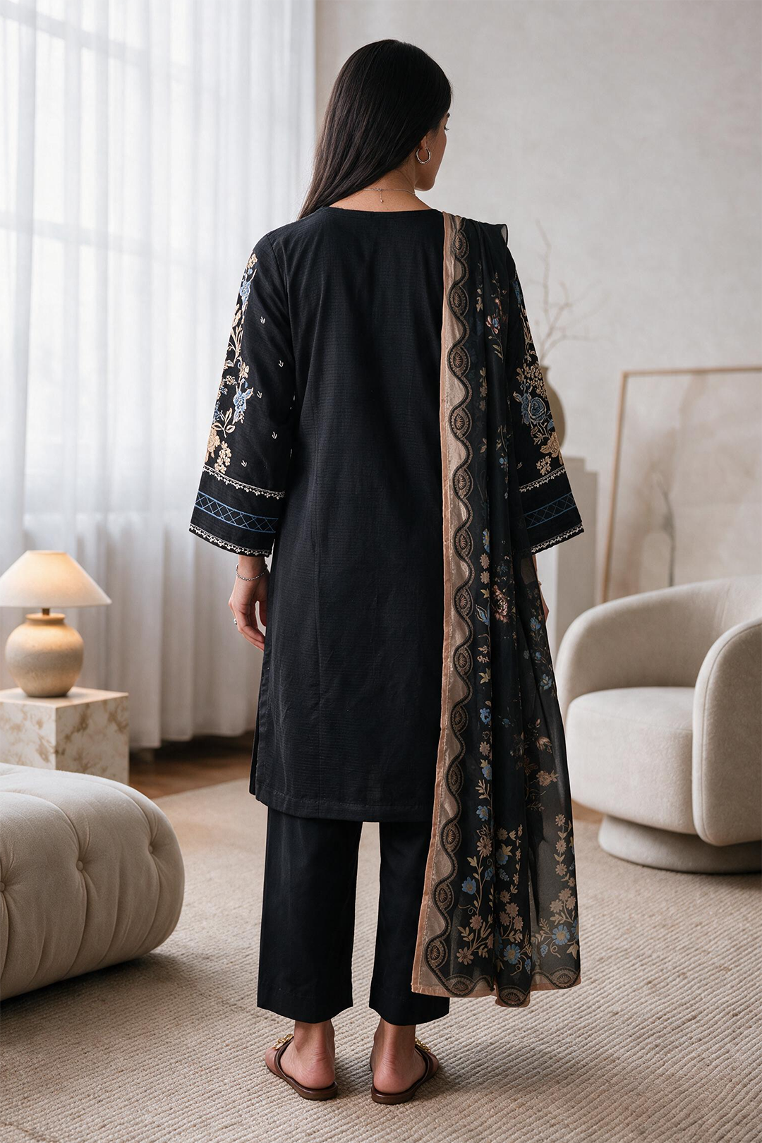 Embroidered Kurta Dupatta Trouser - 3364
