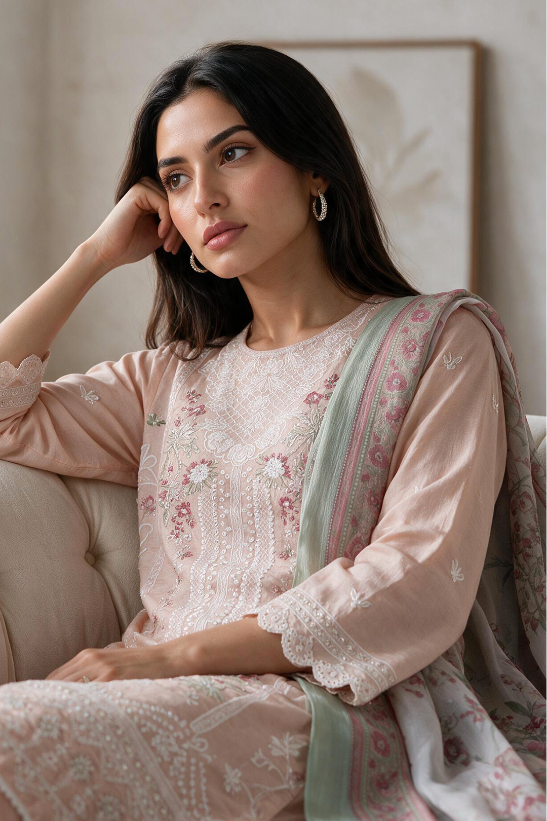 Embroidered Kurta Dupatta Trouser - 3365