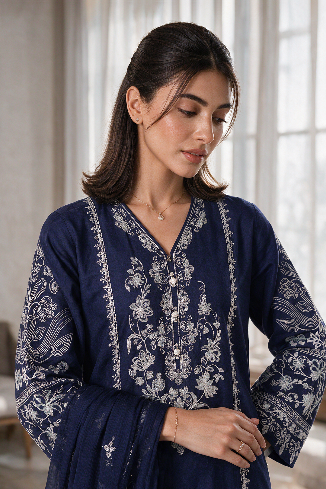 Embroidered Kurta Dupatta Trouser - 3371