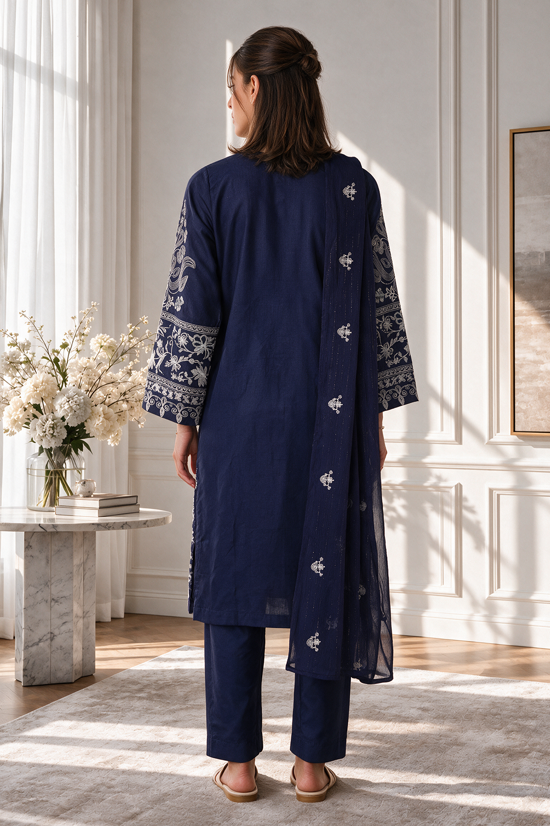 Embroidered Kurta Dupatta Trouser - 3371