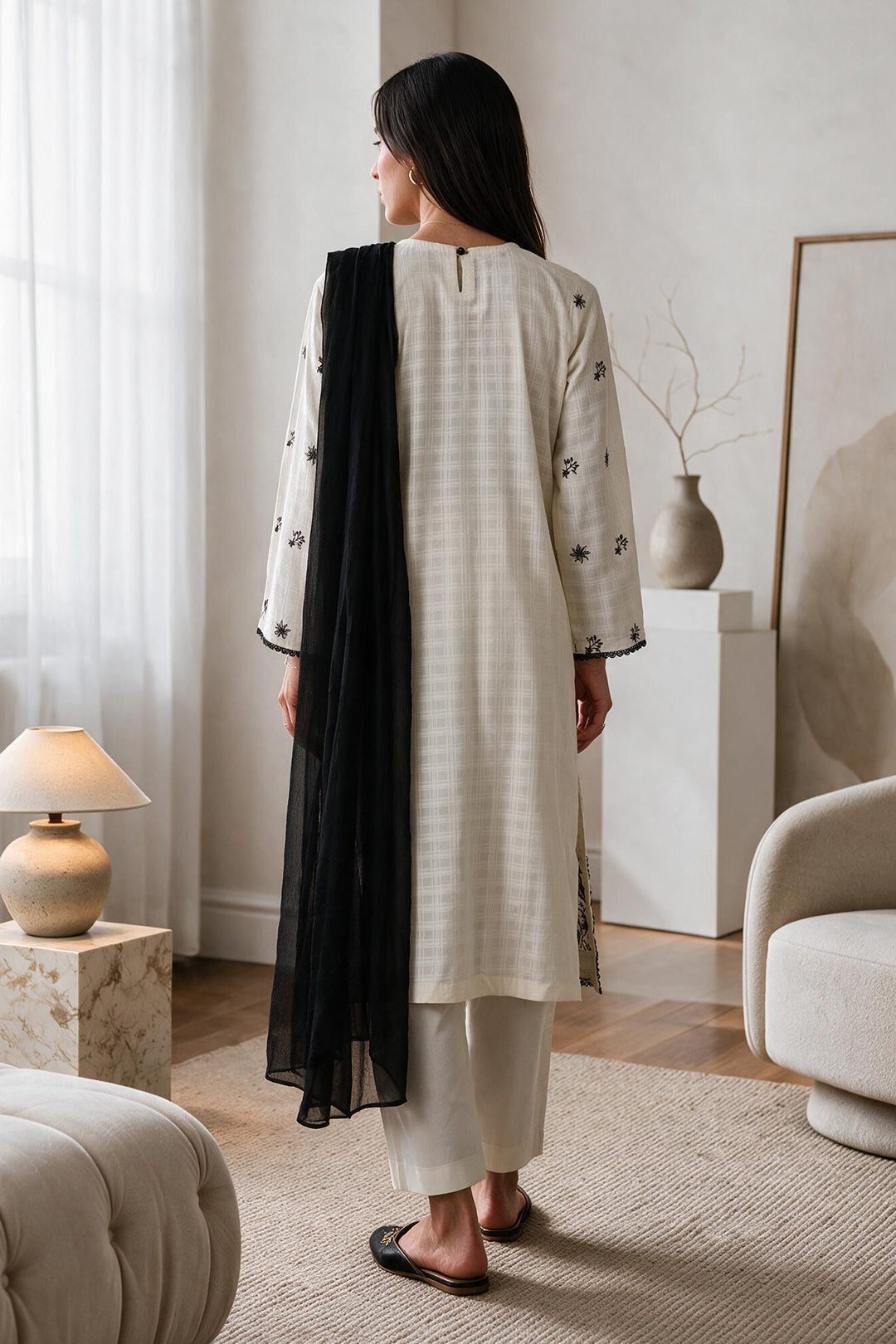 Embroidered Kurta Dupatta Trouser - 3374