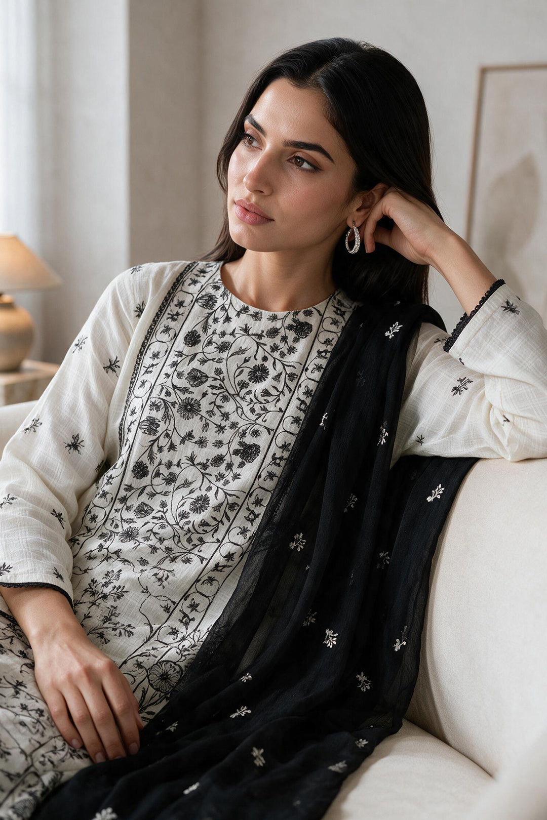 Embroidered Kurta Dupatta Trouser - 3374